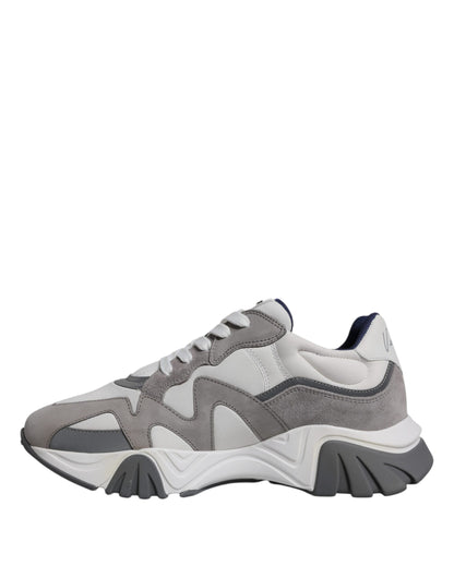 Zapatillas Versace Squalo de cuero gris, neopreno y suela gruesa bajas