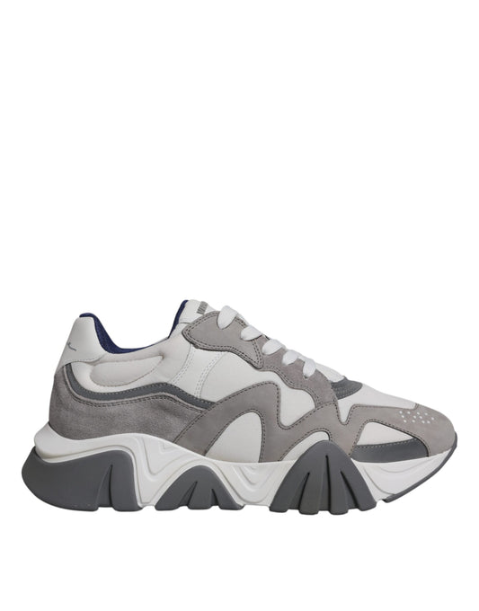 Zapatillas Versace Squalo de cuero gris, neopreno y suela gruesa bajas