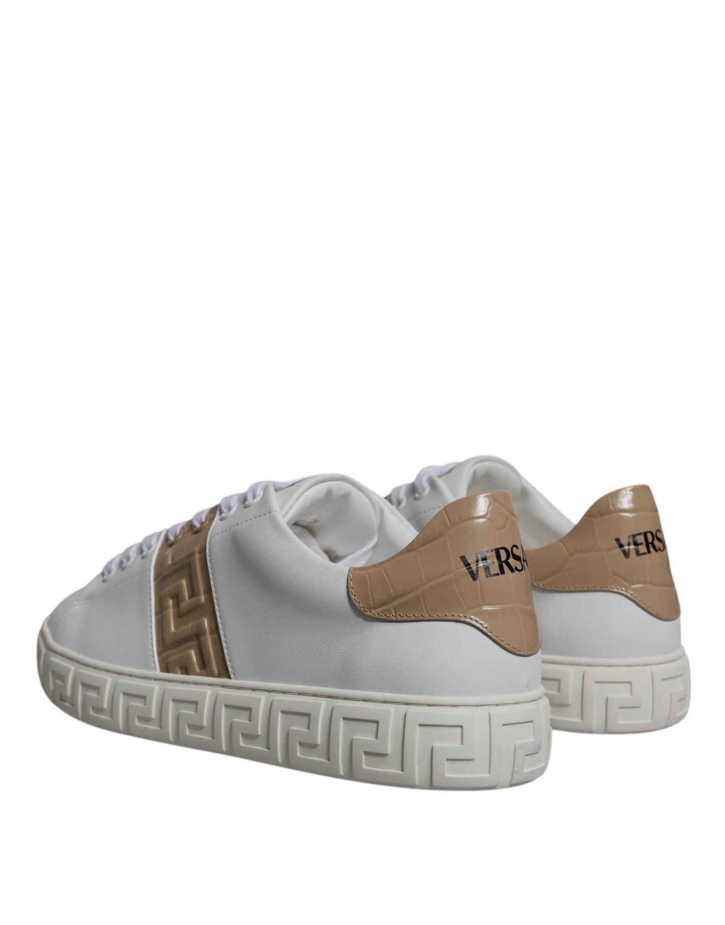 Zapatillas bajas de hombre Versace de TPU con estampado Greca en blanco y marrón
