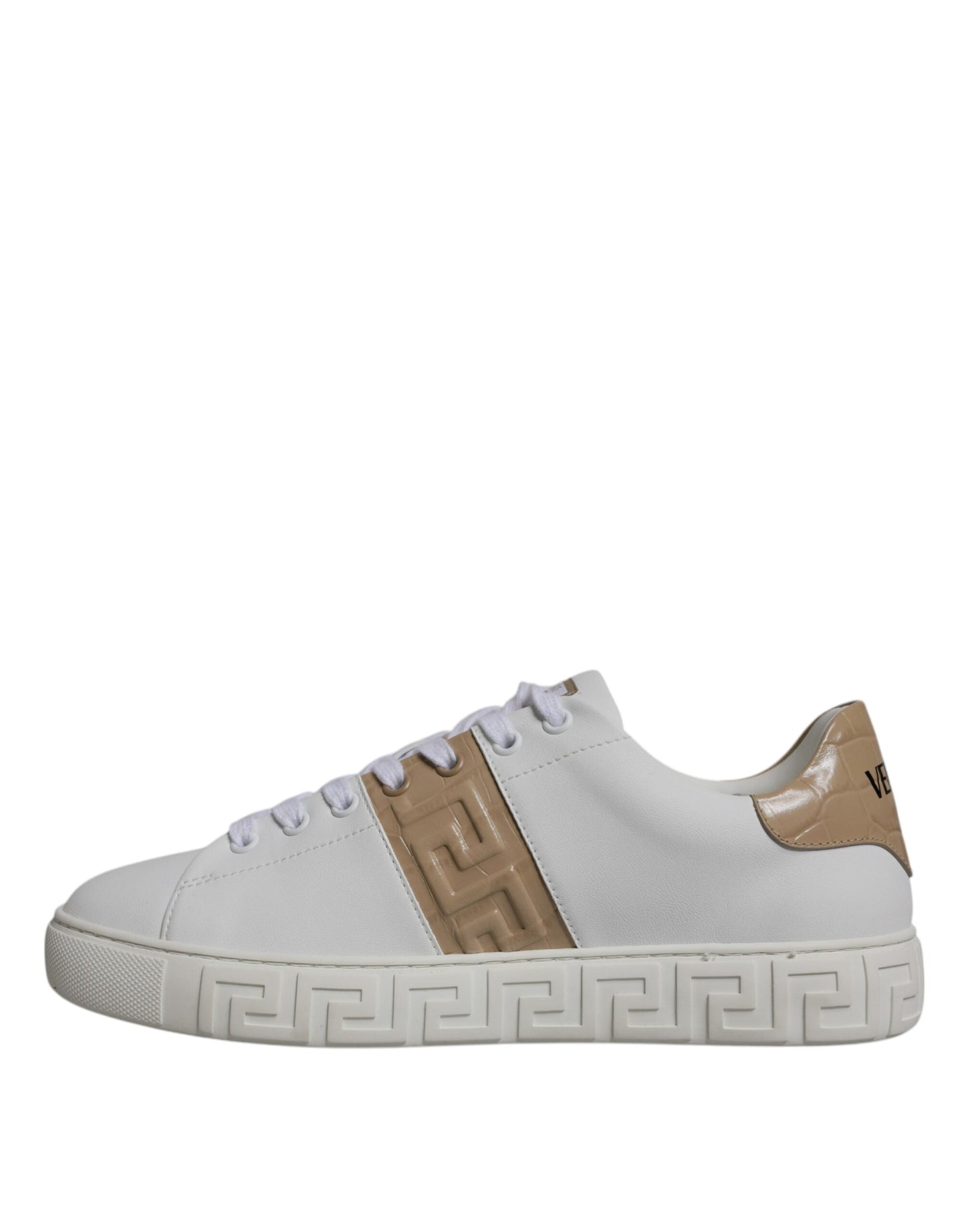 Zapatillas bajas de hombre Versace de TPU con estampado Greca en blanco y marrón