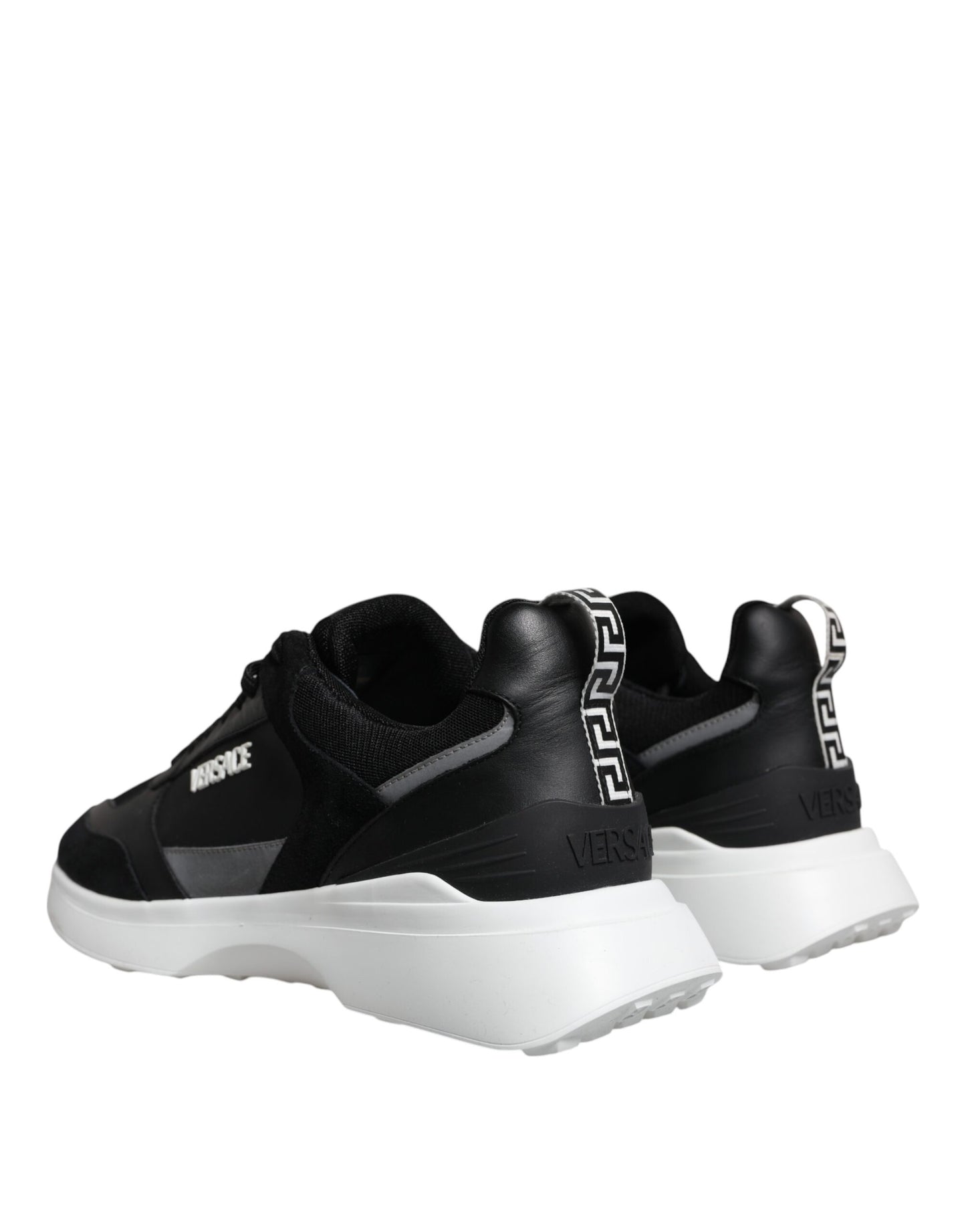 Zapatillas Bajas Versace de Lona Negra y Cuatro Tejidos Medusa