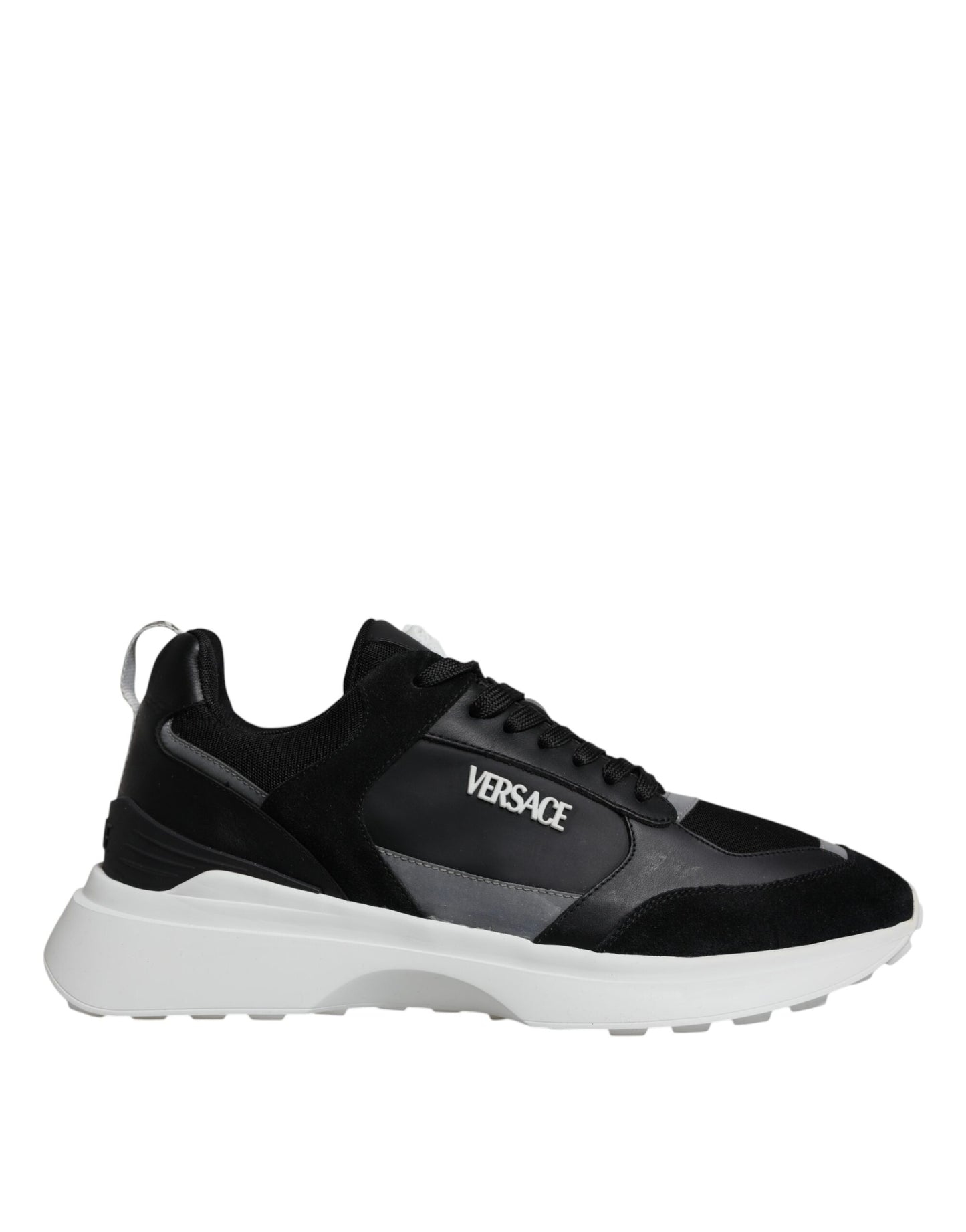 Zapatillas Bajas Versace de Lona Negra y Cuatro Tejidos Medusa