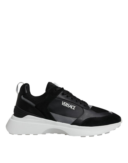Versace Black Low-Top Canvas Medusa Detail Sneakers