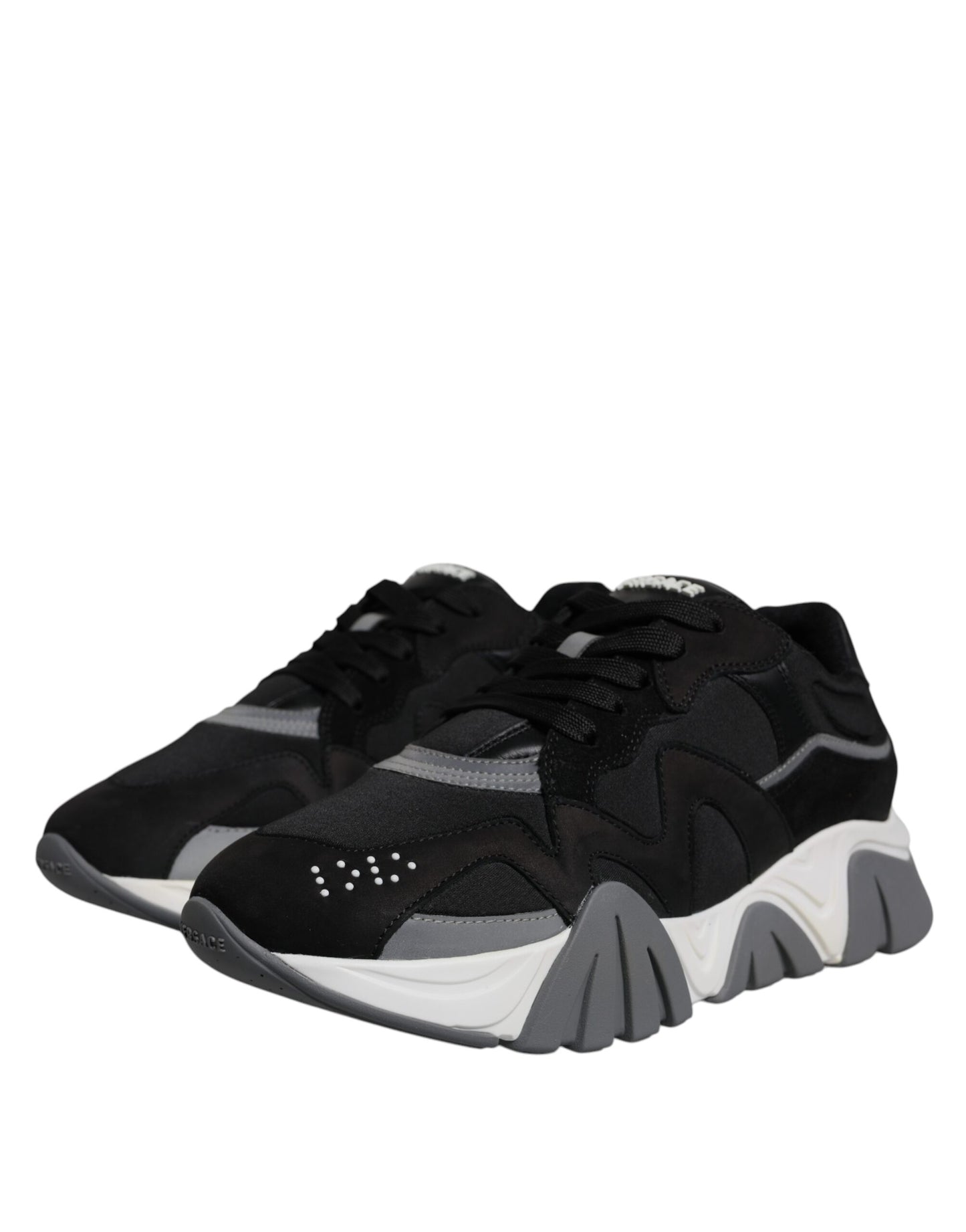 Zapatillas Versace bajas Squalo de neopreno y piel negra con suela gruesa