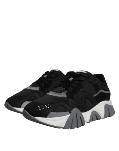 Zapatillas Versace bajas Squalo de neopreno y piel negra con suela gruesa