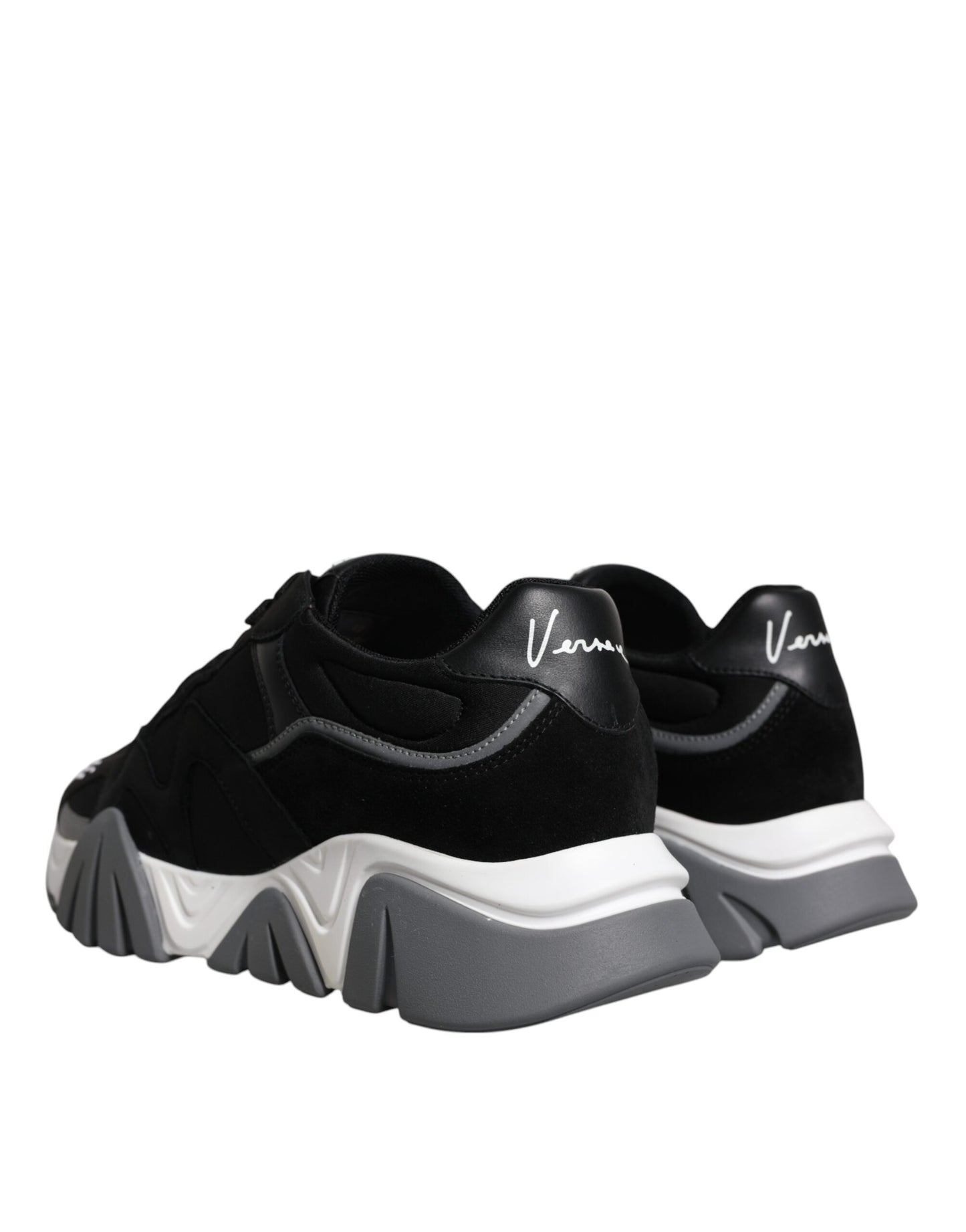 Zapatillas Versace bajas Squalo de neopreno y piel negra con suela gruesa