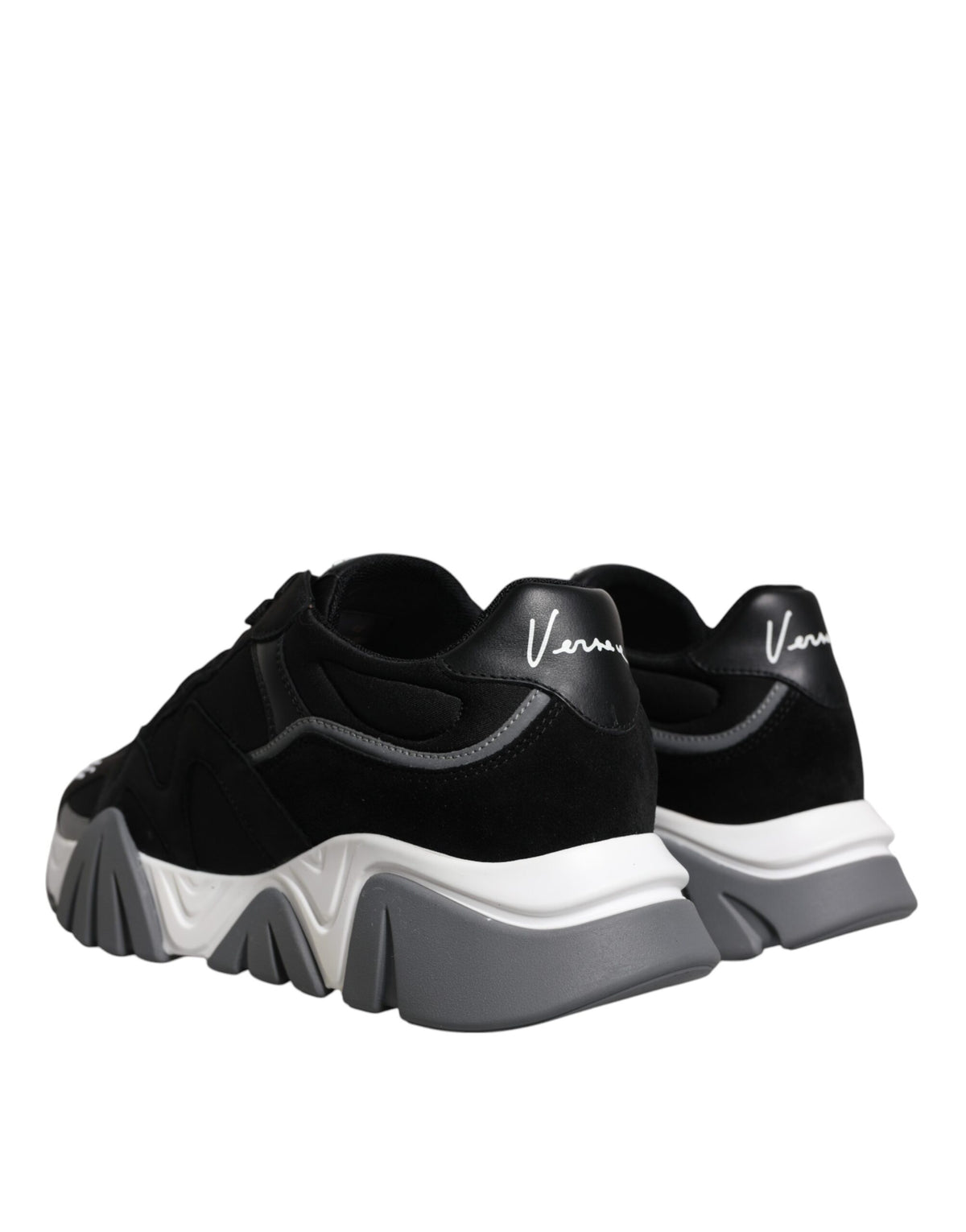 Zapatillas Versace Squalo De Cuero Y Neopreno Suela Gruesa En Negro
