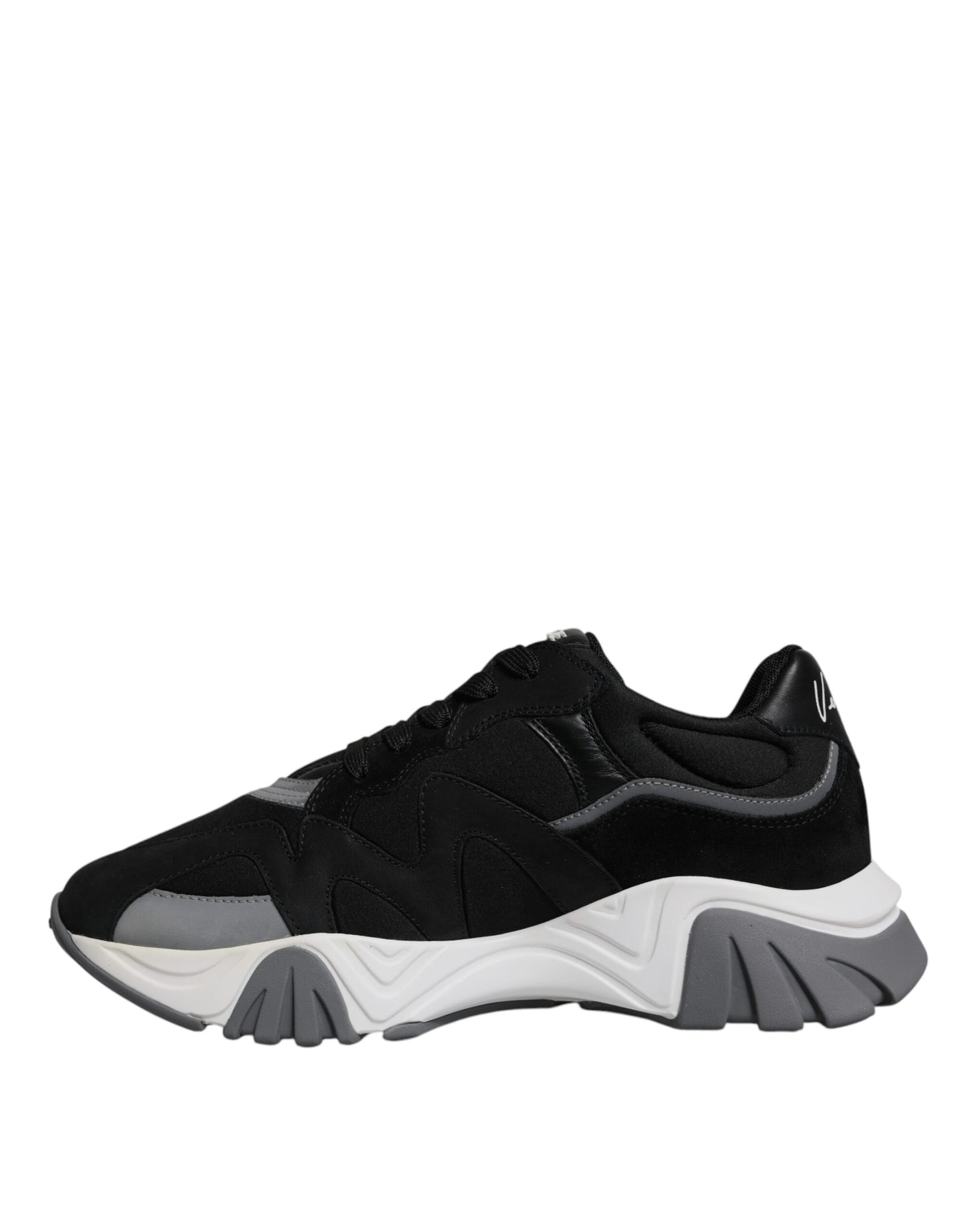Zapatillas Versace bajas Squalo de neopreno y piel negra con suela gruesa
