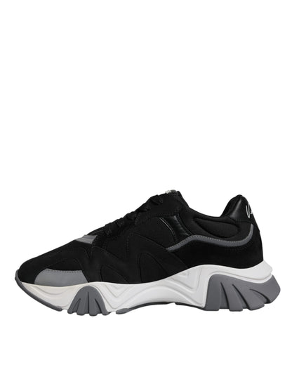 Zapatillas Versace bajas Squalo de neopreno y piel negra con suela gruesa