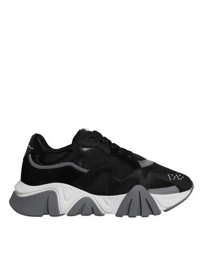 Zapatillas Versace bajas Squalo de neopreno y piel negra con suela gruesa