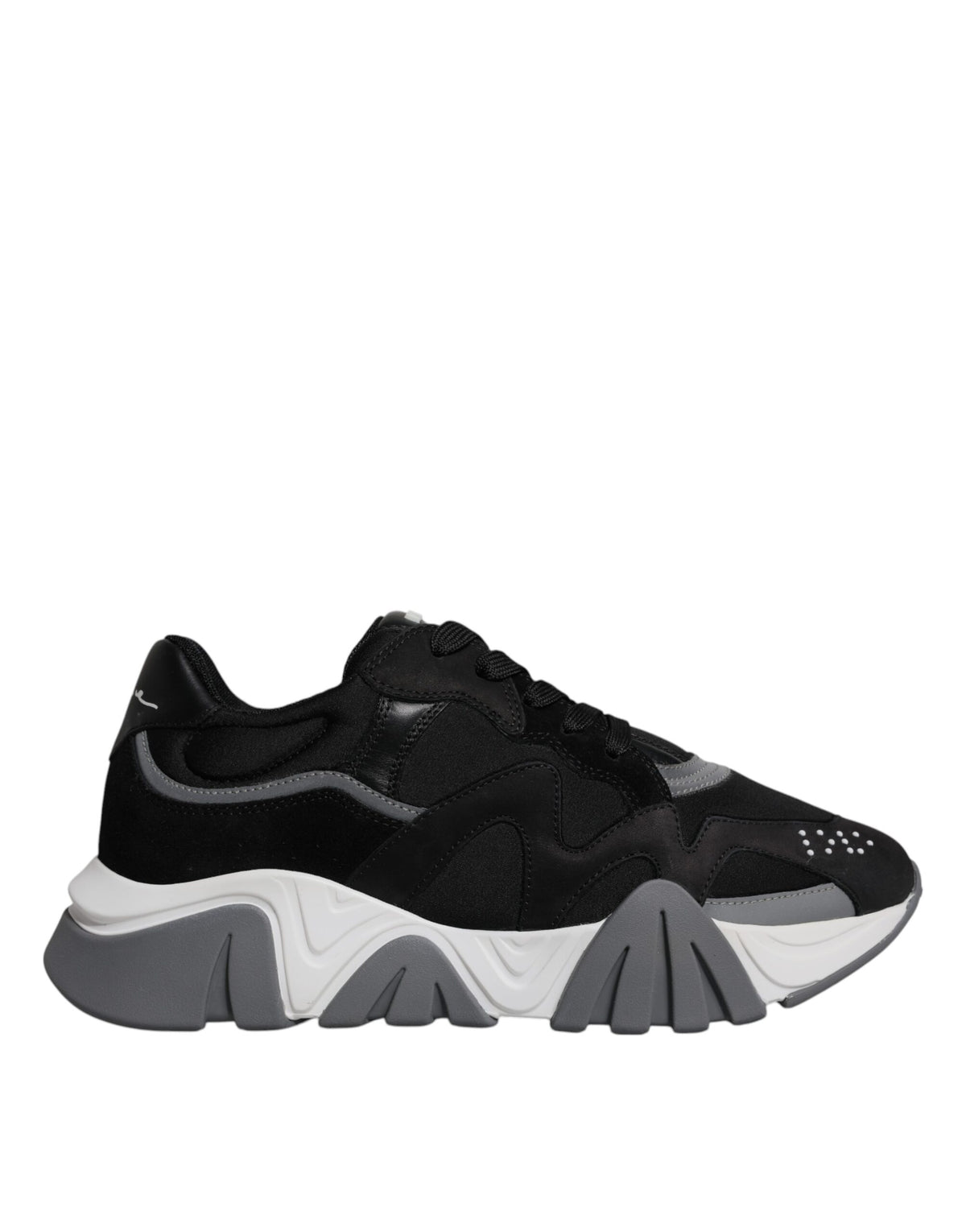 Zapatillas Versace Squalo De Cuero Y Neopreno Suela Gruesa En Negro