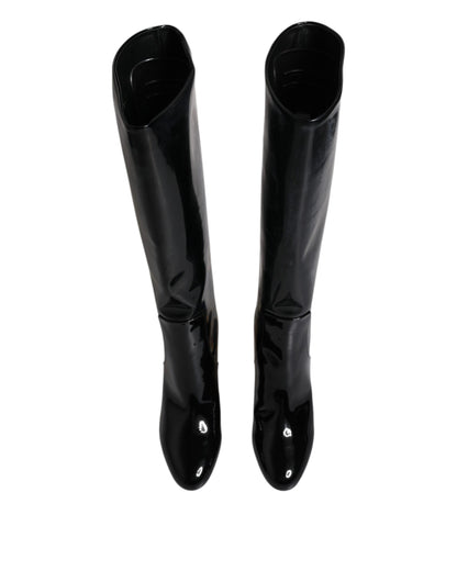 Dolce & Gabbana Botas Altas Vally de Charol Negro