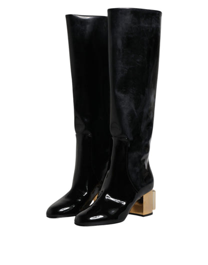 Dolce & Gabbana Botas Altas Vally de Charol Negro