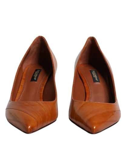 Zapatos de tacón bajo Dolce & Gabbana de cuero marrón