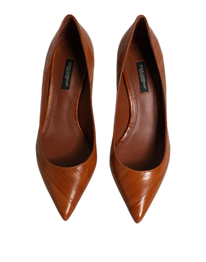Zapatos de tacón bajo Dolce & Gabbana de cuero marrón