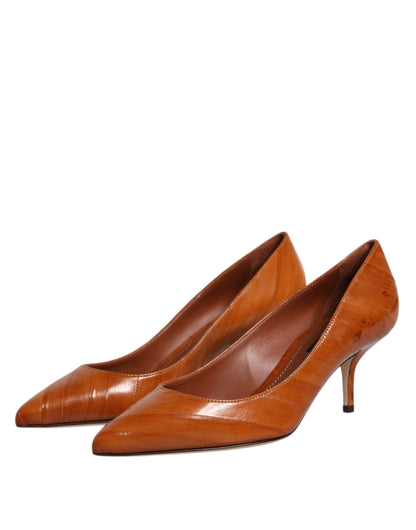 Zapatos de tacón bajo Dolce & Gabbana de cuero marrón