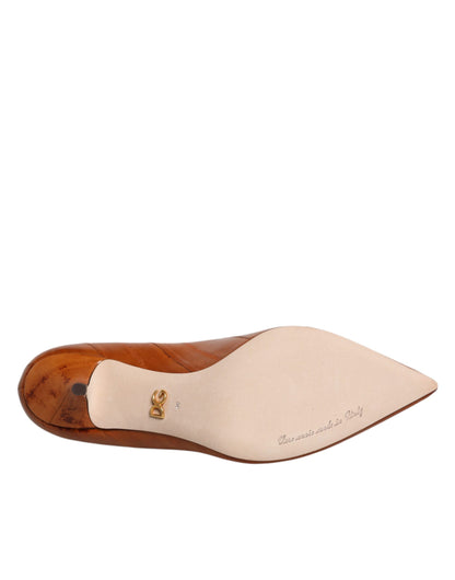 Zapatos de tacón bajo Dolce & Gabbana de cuero marrón