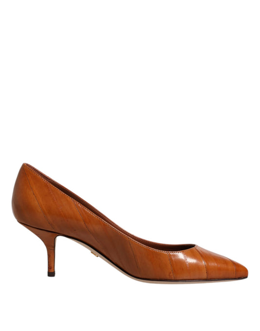 Zapatos de tacón bajo Dolce & Gabbana de cuero marrón