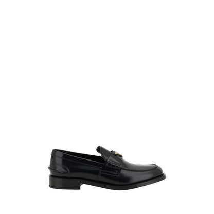 Mocasines de Piel Negra de Prada con Detalle de Logo