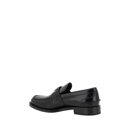 Mocasines de Piel Negra de Prada con Detalle de Logo
