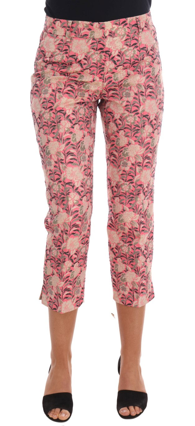 Pantalones Capri de Brocado Floral Rosa de Dolce & Gabbana