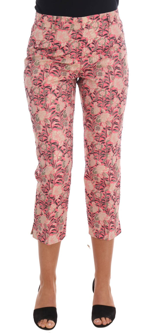Pantalones Capri de Brocado Floral Rosa de Dolce & Gabbana