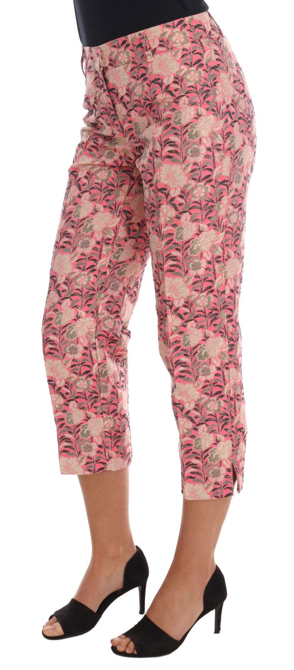 Pantalones Capri de Brocado Floral Rosa de Dolce & Gabbana
