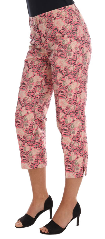 Pantalones Capri de Brocado Floral Rosa de Dolce & Gabbana
