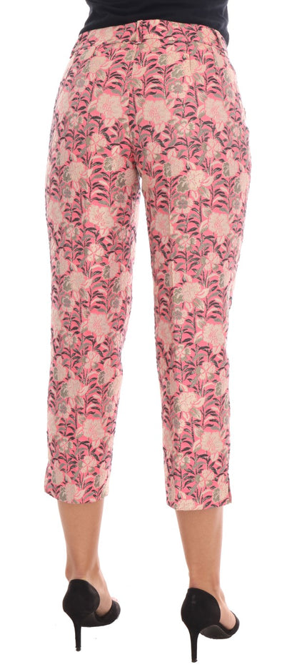 Pantalones Capri de Brocado Floral Rosa de Dolce & Gabbana