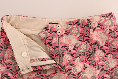 Pantalones Capri de Brocado Floral Rosa de Dolce & Gabbana
