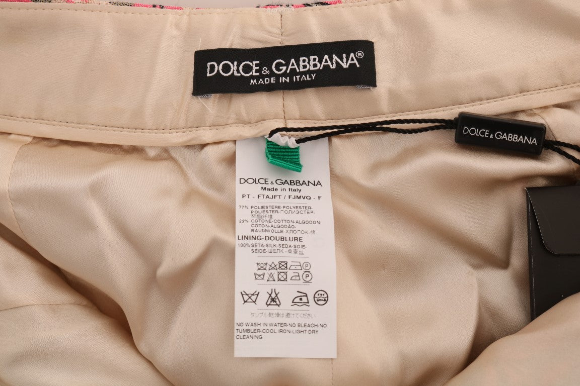 Pantalones Capri de Brocado Floral Rosa de Dolce & Gabbana