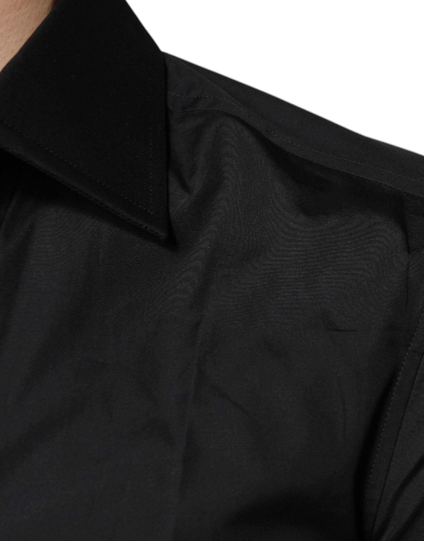 Camisa de vestir formal de manga larga en algodón negro de Dolce & Gabbana