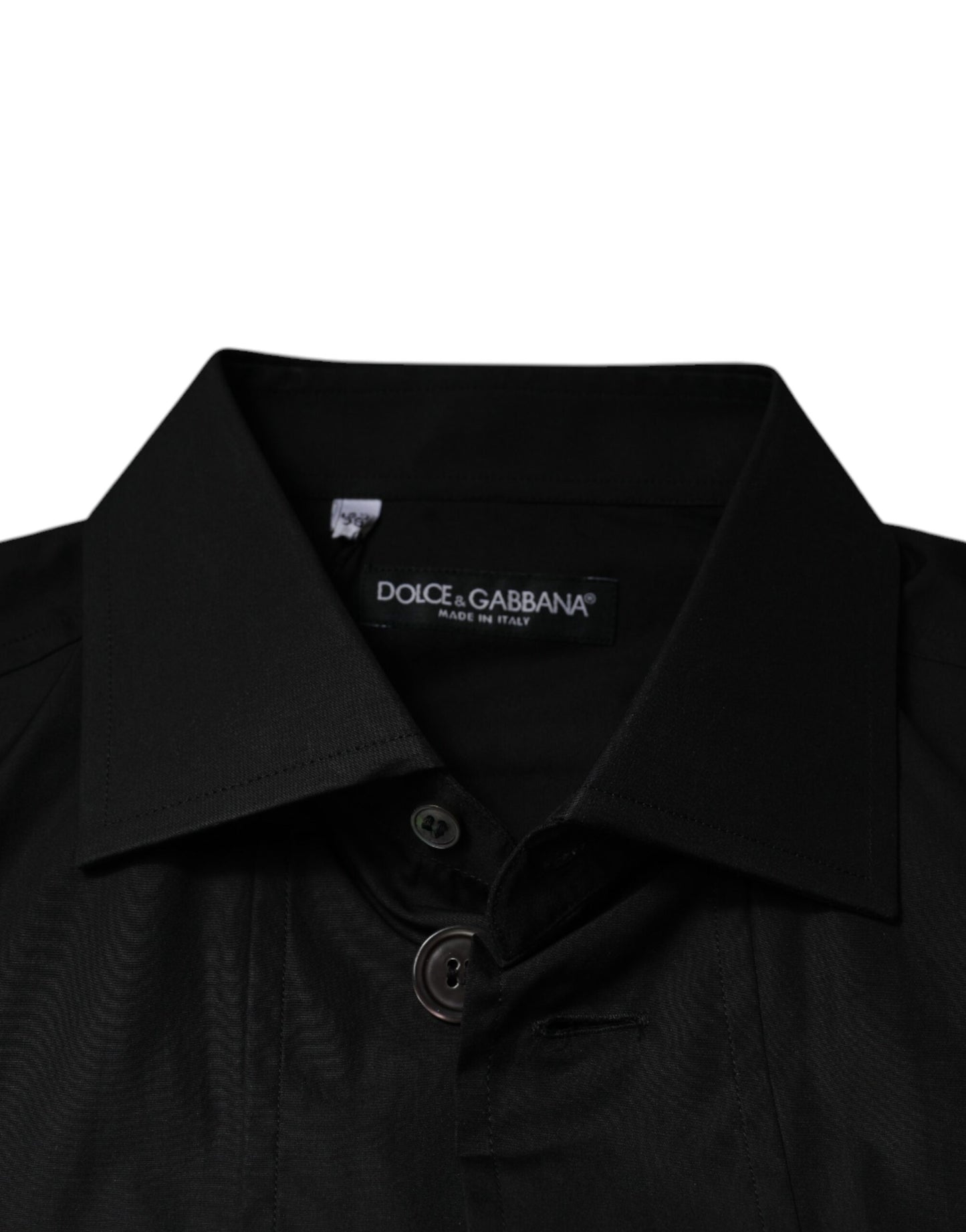 Camisa de vestir formal de manga larga en algodón negro de Dolce & Gabbana