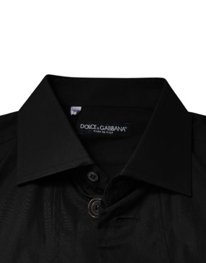 Camisa de vestir formal de manga larga en algodón negro de Dolce & Gabbana