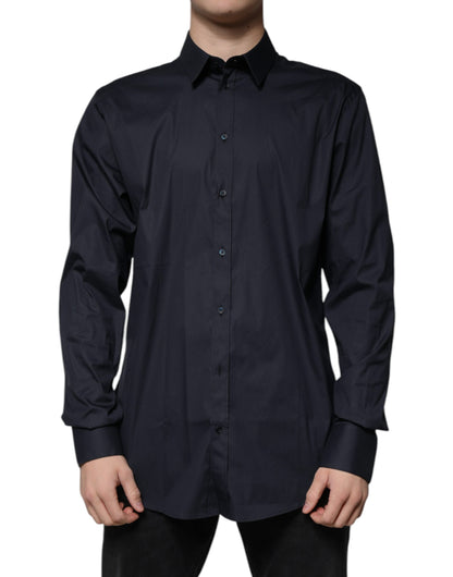 Dolce & Gabbana Camisa de vestir formal DORADA de mezcla de algodón negra