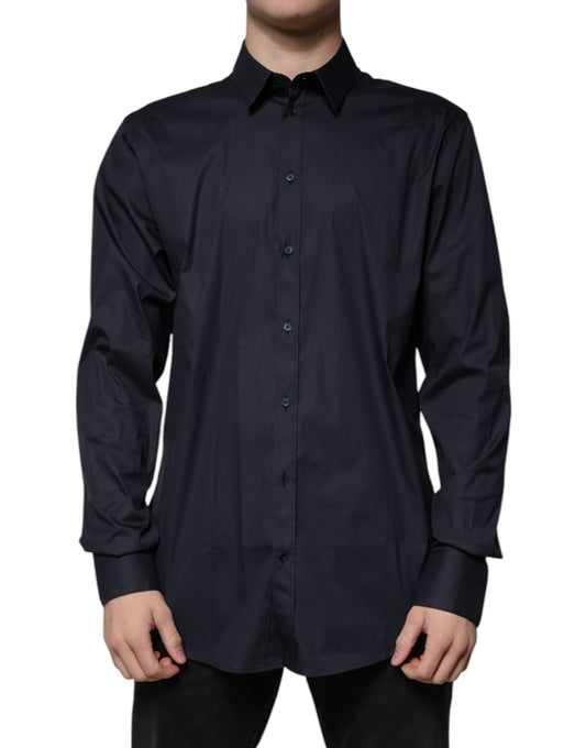 Dolce & Gabbana Camisa de vestir formal DORADA de mezcla de algodón negra