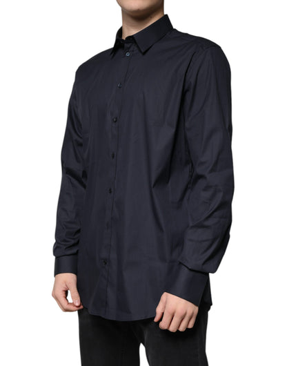 Dolce & Gabbana Camisa de vestir formal DORADA de mezcla de algodón negra