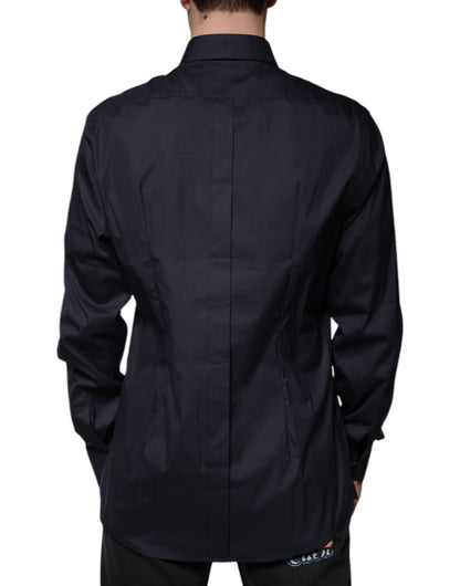 Dolce & Gabbana Camisa de vestir formal DORADA de mezcla de algodón negra