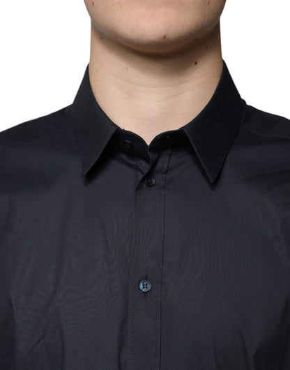 Dolce & Gabbana Camisa de vestir formal DORADA de mezcla de algodón negra