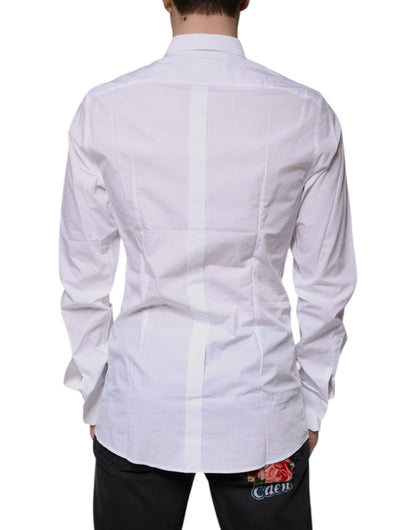 Camisa de vestir formal para hombre Dolce & Gabbana de algodón blanco con logo GOLD