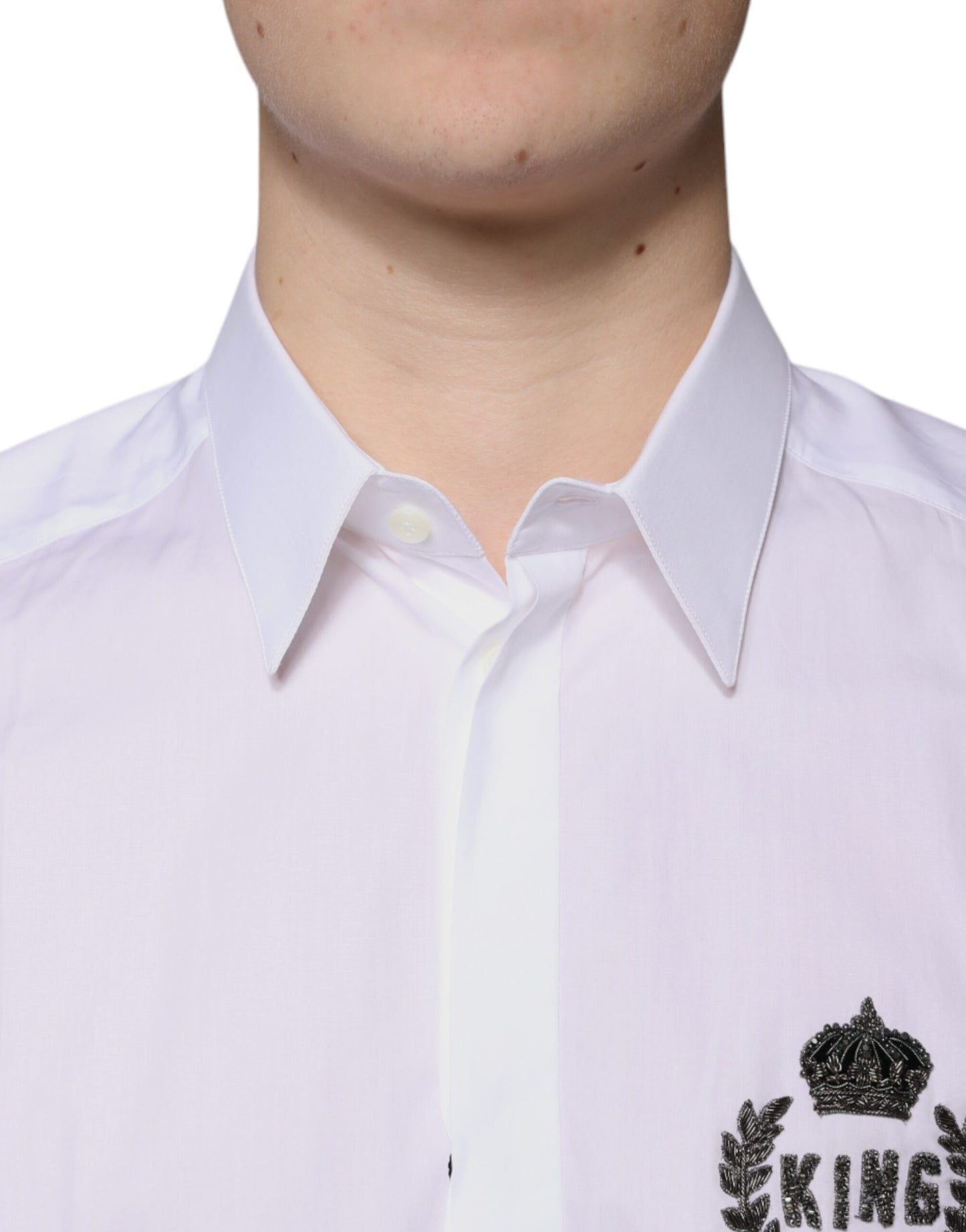 Camisa de vestir formal para hombre Dolce & Gabbana de algodón blanco con logo GOLD