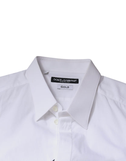 Camisa de vestir formal para hombre Dolce & Gabbana de algodón blanco con logo GOLD