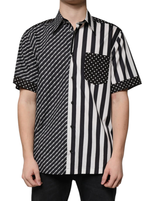 Camisa Casual de Rayas Blancas y Negras con Botones Dolce & Gabbana