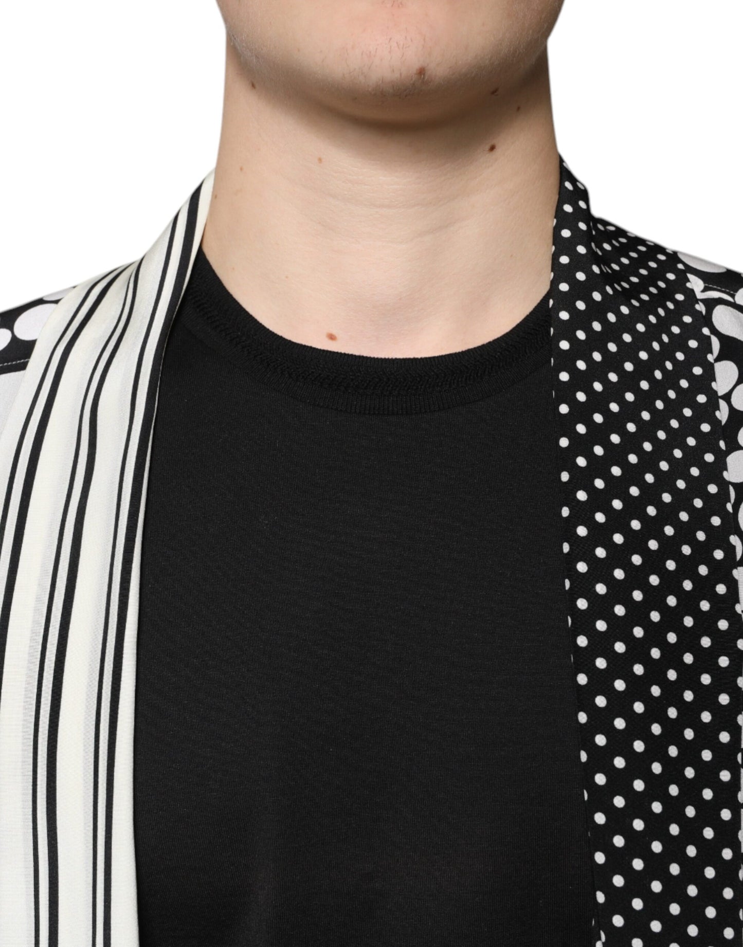 Camisa casual de seda Dolce & Gabbana de lunares negros y blancos para hombre