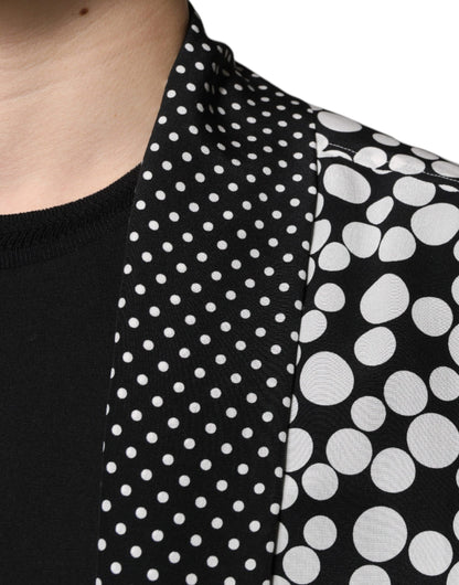 Camisa casual de seda Dolce & Gabbana de lunares negros y blancos para hombre