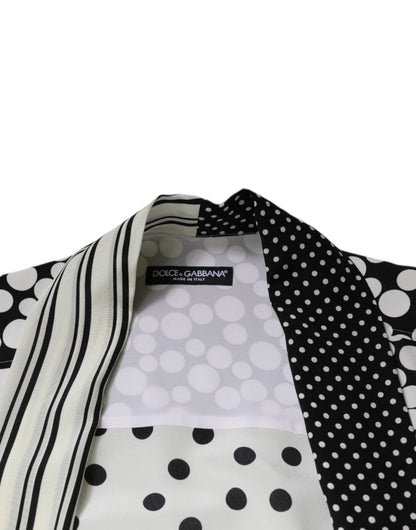 Camisa casual de seda Dolce & Gabbana de lunares negros y blancos para hombre