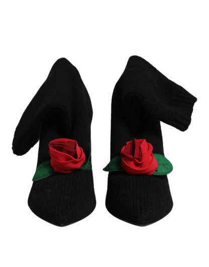 Zapatos de tacón de aguja negros Dolce & Gabbana, botas a media pantorrilla