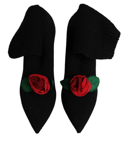 Zapatos de tacón de aguja negros Dolce & Gabbana, botas a media pantorrilla