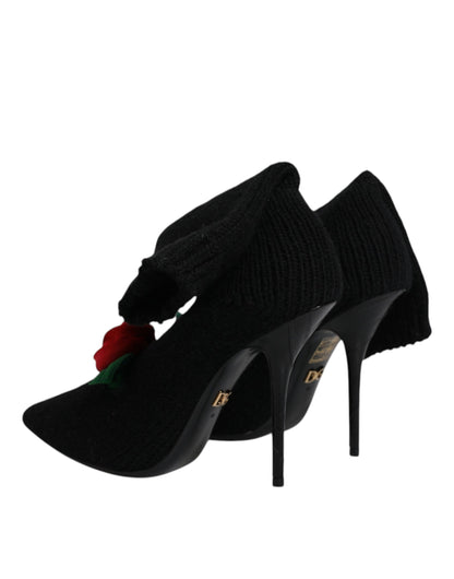 Zapatos de tacón de aguja negros Dolce & Gabbana, botas a media pantorrilla