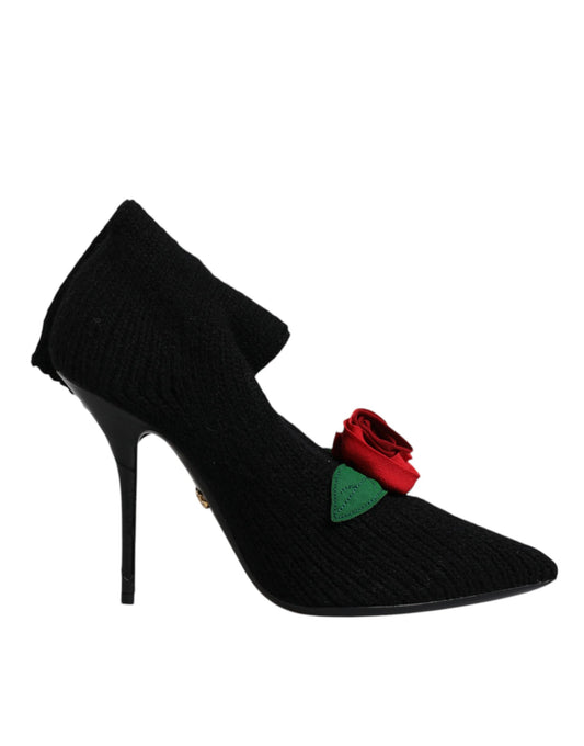 Zapatos de tacón de aguja negros Dolce & Gabbana, botas a media pantorrilla